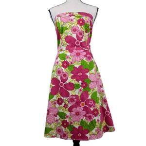 Y2K Strapless Mini Dress Sz M Floral Cottage Fairy Coquette Feminine Girly 2941